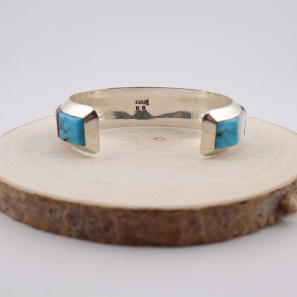 Native American Multi‎ Stones Cuff Bracelet Sterling Silver Signed Sz 6.5 in. ** - Picture 7 of 12